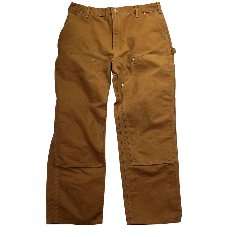 Carhartt B01 Brown 38 Double Knee Rivet Duck Canvas Work Pants Union Made In USA